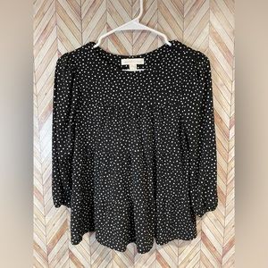 Monteau Los Angeles Black and White Polka Dot Tiered Top Blouse Size Small